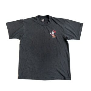 VTG 1993 Droopy Dog T-Shirt Embroidery Faded Single Stitch Size L - Black